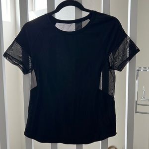 Black lululemon partial see-through athletic top